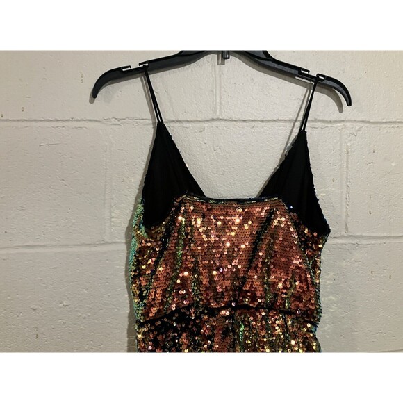 Sequin Gold party Romper Cami V Neck Size XS sleeveless - Picture 12 of 13
